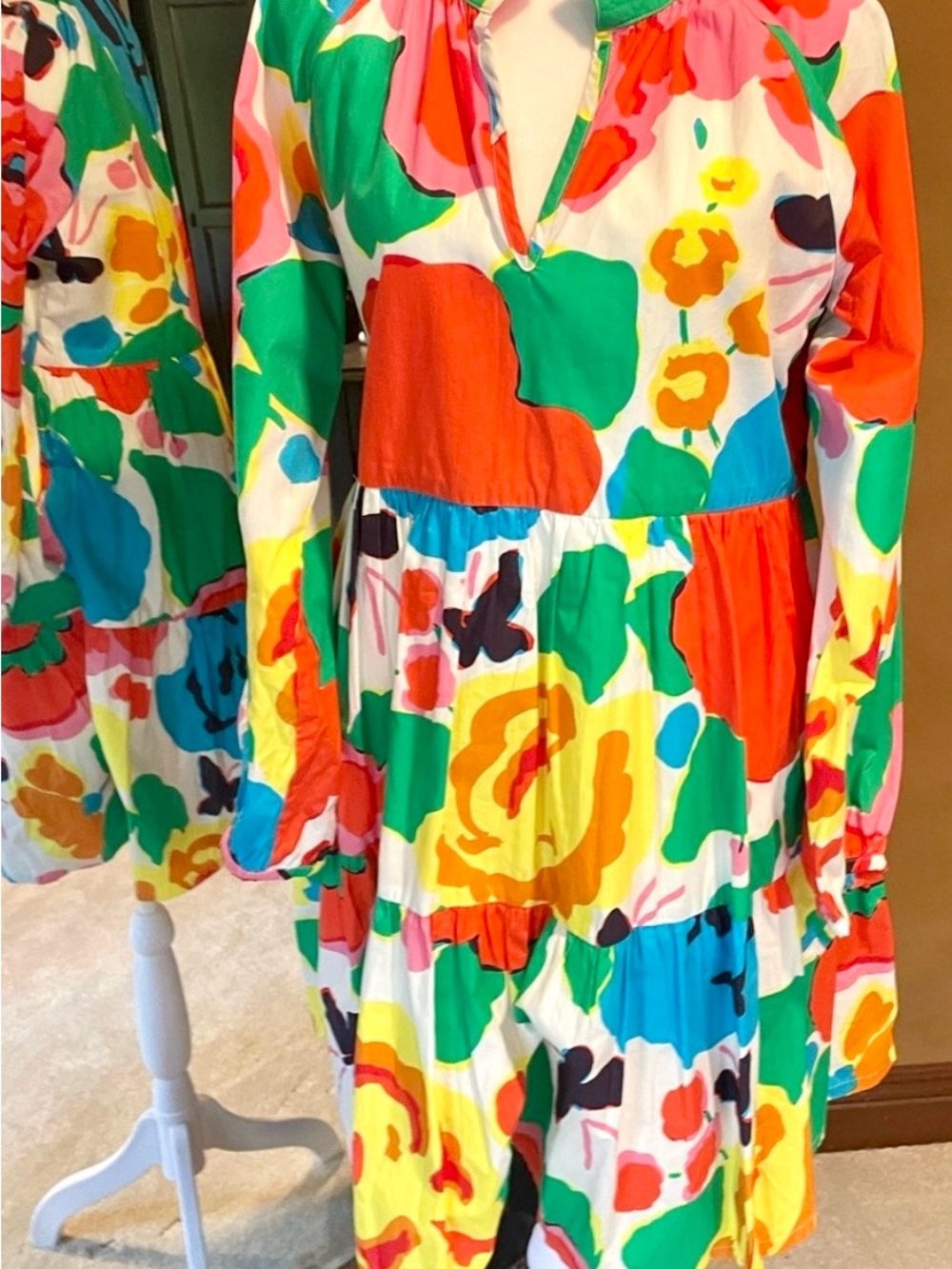 Jcrew Bright Multicolor Floral Tiered Dress